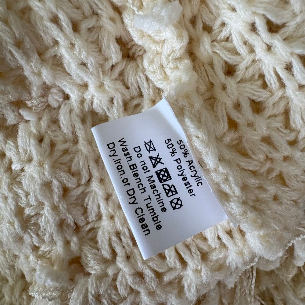 Pretty Attitude Ivory Fringe Shaggy Knit Cardigan Festival Boho Fairycore Open S - Picture 7 of 7
